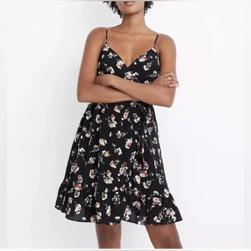 Madewell Silk Cami Crossover Floral Dress in Carnation Toss Size 10 EUC